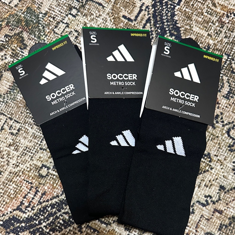 adidas Black Soccer Metro Socks with White Accents